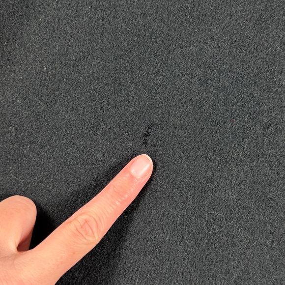 Vintage Black Open Front Wool Coat Leopard Fur Trim Women’s XL Mid Length Retro - Picture 14 of 16